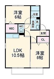 アザレア 1階2LDKの間取り