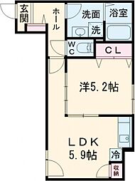 Ｂｒａｎｃｈｅ鷺ノ宮II 1階1DKの間取り