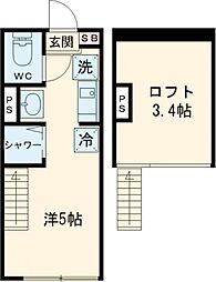 Emarie代田橋 2階ワンルームの間取り