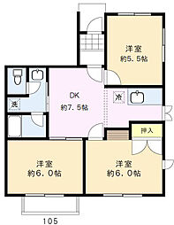 ジョイキャッスル中野II 1階3DKの間取り