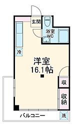 中野島ダイヤビル 4階ワンルームの間取り