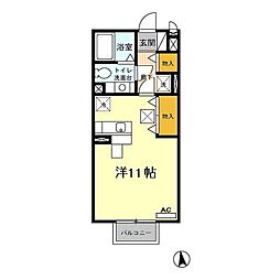 グレースコートＢ 1階ワンルームの間取り