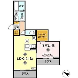 リアン 101 1階1LDKの間取り