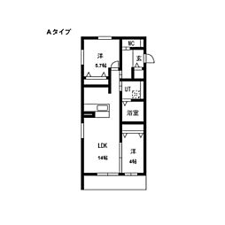 千種区御影町1丁目新築マンション 2階2LDKの間取り