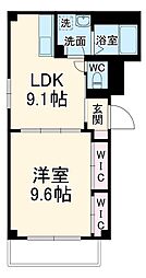 京橋オリエンタルキューブ 2階1LDKの間取り