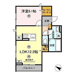 リアン 2階1LDKの間取り