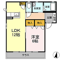 JR飯田線 長山駅 徒歩17分の賃貸アパート 1階1LDKの間取り