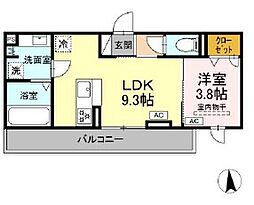 GRAND　D-ROOM豊田久保 3階1LDKの間取り