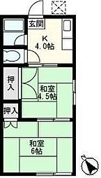 トネリコハイツ 2階2Kの間取り