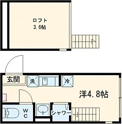 レジデンス・イン初台 2階ワンルームの間取り