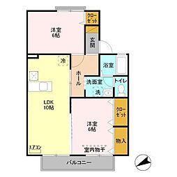 Fountain 　I 1階2LDKの間取り