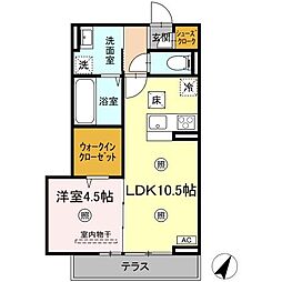 アルデア 1階1LDKの間取り