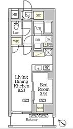 アジールコート松濤 4階1LDKの間取り