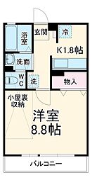 リビエール・ビラ 2階1Kの間取り