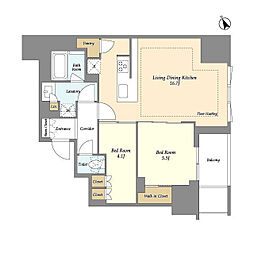 オアーゼ日暮里レジデンス 10階2LDKの間取り