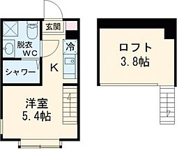 ソラーレ西大泉 1階ワンルームの間取り