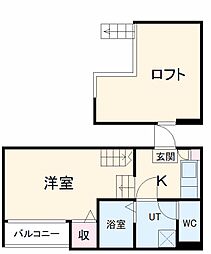 EMブランドール 1階1Kの間取り