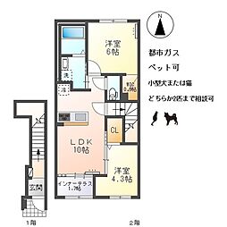 ファーストステージＭ 2階2LDKの間取り