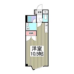 キュウブＥＸ三俣 2階ワンルームの間取り