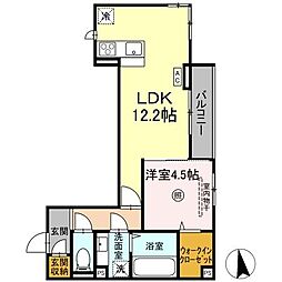 Serenvita　east(セレウィータ　イースト) 3階1LDKの間取り