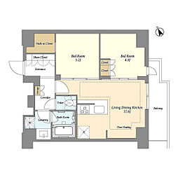 オアーゼ日暮里レジデンス 11階2LDKの間取り