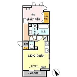 Serenvita　west(セレウィータ　ウェスト) 203 2階1LDKの間取り
