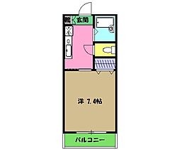 犬目学生マンション 3階1Kの間取り