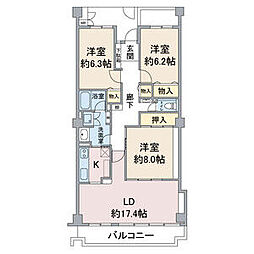 アネシス小幡 1階3LDKの間取り