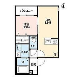 ＣＯＬＯＲＳII 3階1LDKの間取り