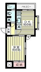 エスカイア荻窪第二 2階1DKの間取り