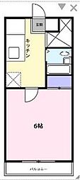シルキー吉美Ｂ 2階1Kの間取り