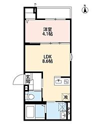 つくばエクスプレス 南流山駅 徒歩9分の賃貸アパート 1階1LDKの間取り