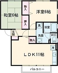 ネオ・アヴァンセ五代　伍番館 2階2LDKの間取り