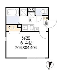 グラシア・ベイ大森 2階1Kの間取り