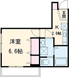 エスポワール 2階1Kの間取り