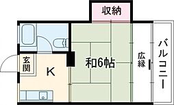 三鷹第二城山ハイツ 3階1Kの間取り