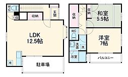 横田貸家 1階2LDKの間取り