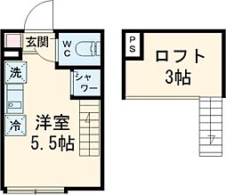 ハーモニーテラス桜台VIII 1階ワンルームの間取り