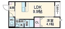LECOCON春日井 1階1LDKの間取り