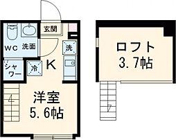 ヴェローナ平井 2階ワンルームの間取り