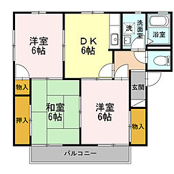 JR飯田線 下地駅 徒歩22分の賃貸アパート 1階3DKの間取り