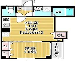 ガーネットコートII 3階1LDKの間取り