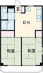 ハイツニート 2階2DKの間取り