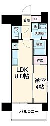 名古屋市営桜通線 高岳駅 徒歩3分の賃貸マンション 4階1LDKの間取り