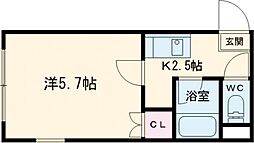 クレストヒルズ 1階1Kの間取り
