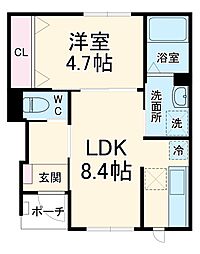 藤 1階1LDKの間取り
