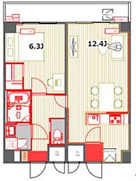 メゾンY・M・D 8階1LDKの間取り