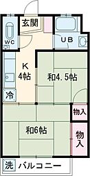 蔵王コーポ 3階2Kの間取り