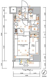 小田急小田原線 町田駅 徒歩9分の賃貸マンション 4階1LDKの間取り