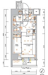 小田急小田原線 町田駅 徒歩9分の賃貸マンション 4階1LDKの間取り